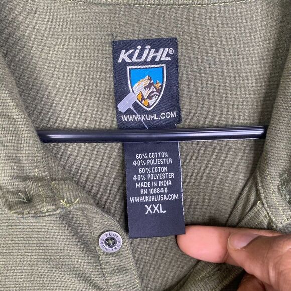 Kuhl Shirt Mens XXL Green Polo Short Sleeve Pockets Outdoor Cotton Poly Blend - Picture 4 of 7